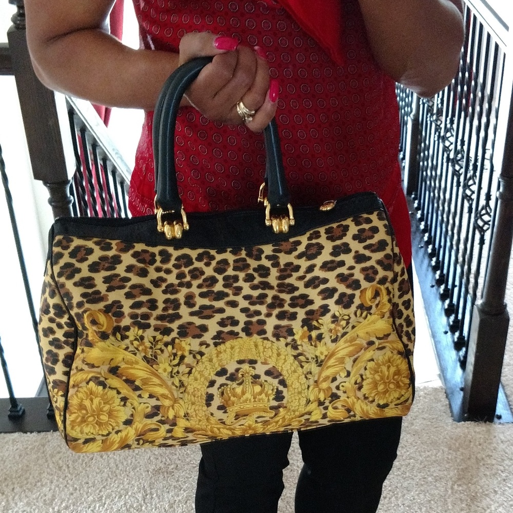 Vintage Versace Leopard Boston Handbag - Picture 5 of 8